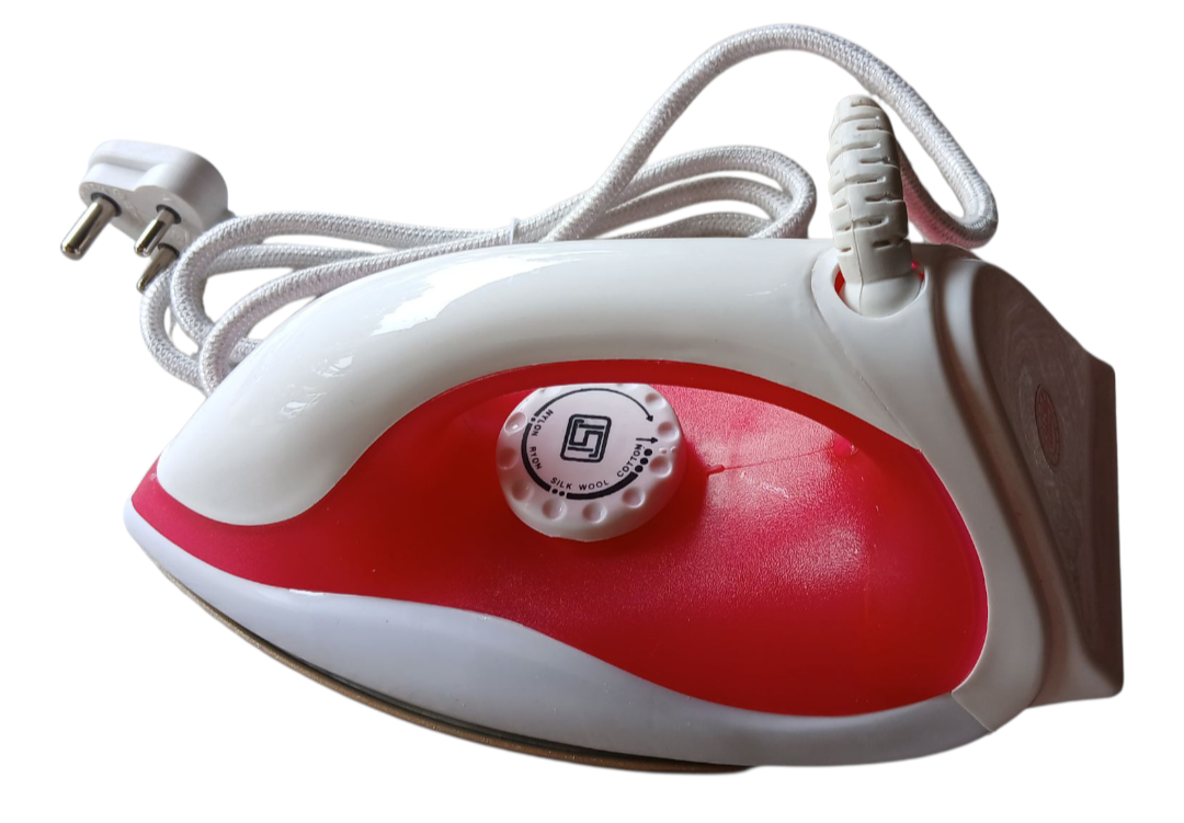 Red and white iron on a white background